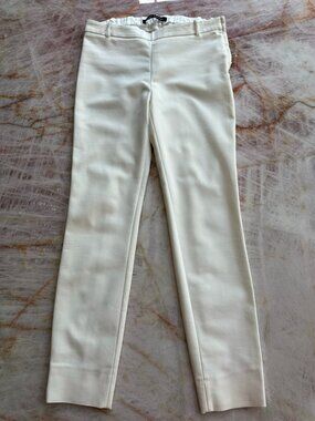 Zara Cream Cropped Capri Pants Small, Classic Neutral Career Casual